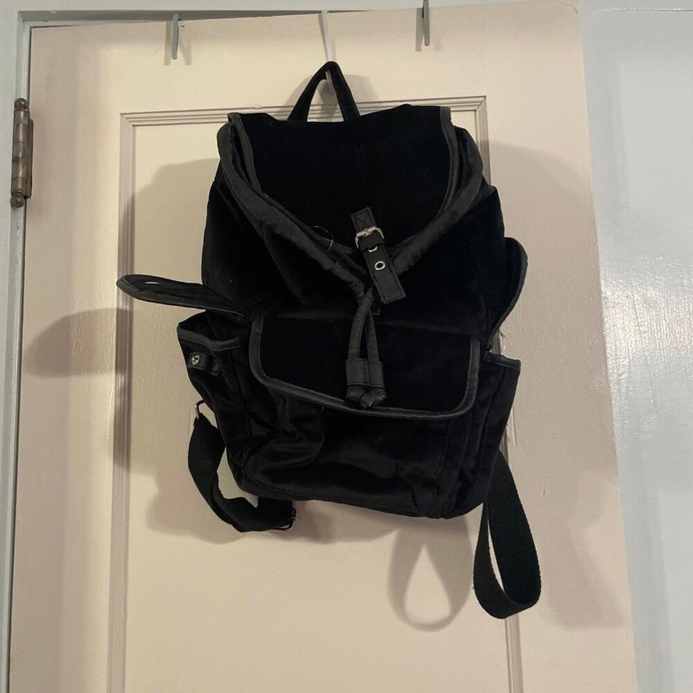 Black velvet backpack